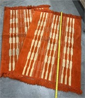 Orange retro throw rugs-need cleaning (2). Approx