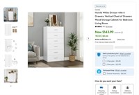 E2590  Homfa White Dresser, 6 Drawer, Wood Vertica