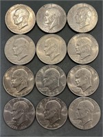 Lot Of 12 Eisenhower Dollars Incl Bicentennial