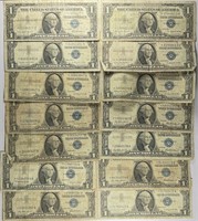 Lot of 14: $1 Silver Certificates - Star
