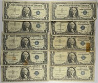 Lot of 10: $1 Silver Certificates - Star