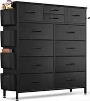 E2591  GIKPAL 12 Drawer Dresser, Black, PU&Fabric,