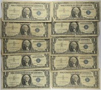 Lot of 10: $1 Silver Certificates - Star