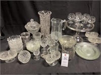 32 VTG EAPG Pitchers, Compote, Cake Stand,