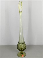 19.5" Tall Green Stretch Glass Vase