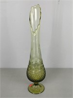 20" Tall Green Stretch Glass Vase