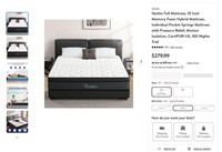 E2750  Vantto Full Mattress, 10" Hybrid, CertiPUR-