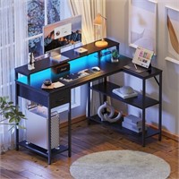 E2612  L-Shaped Gaming Desk with LED Lights