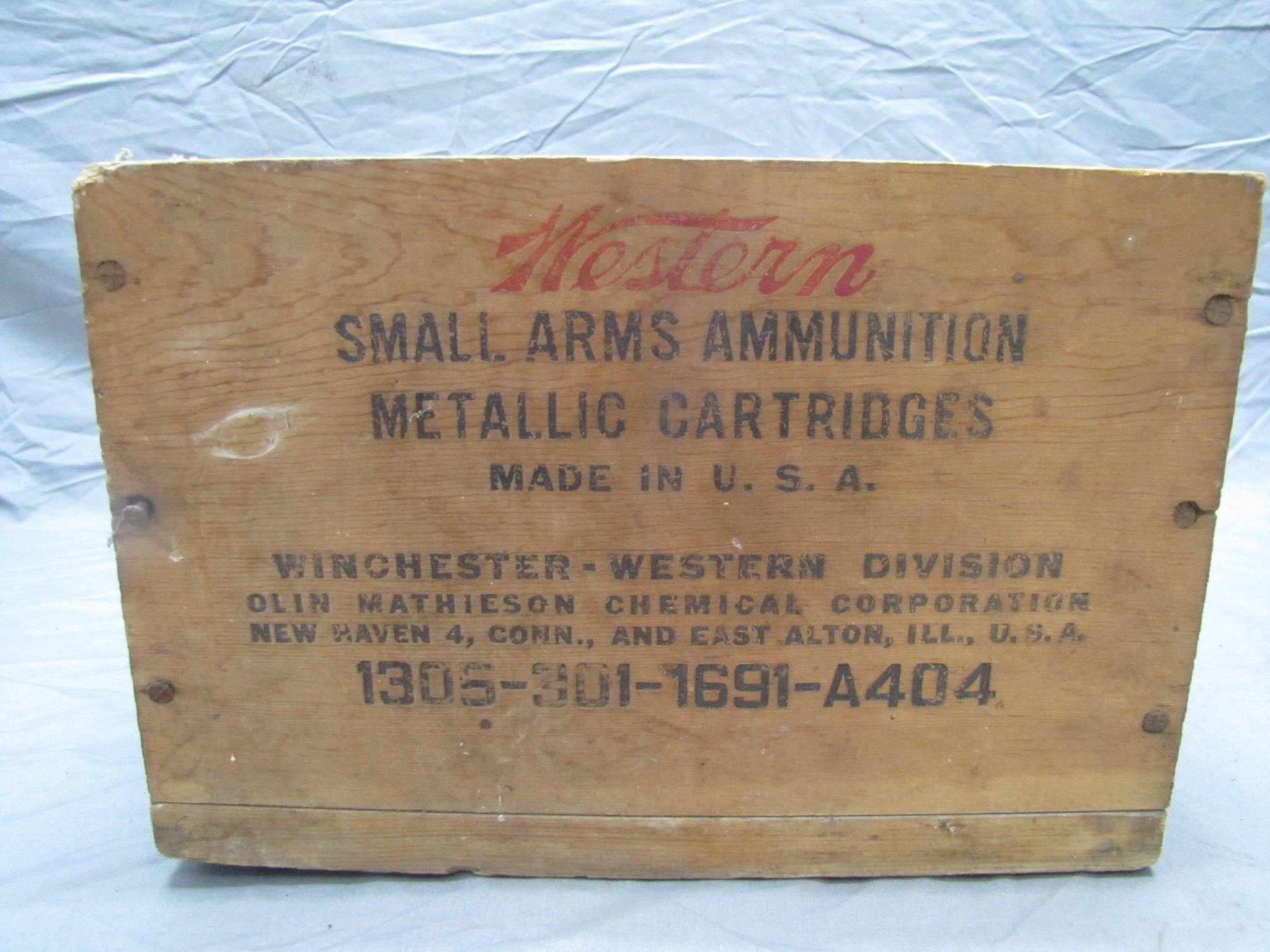 Vintage Western Small Arms Ammo. Wooden Crate