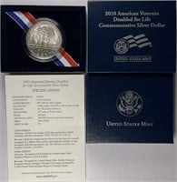 2010-W Unc Disabled Vets Silver Dollar - OGP