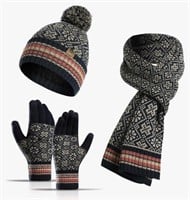 3PCS Women's Winter Beanie, Gloves & Scarf Set