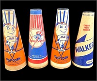 1960S BASEBALL POPCORN HOLDERS/MEGAPHONES