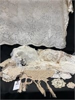 Vintage Lace Tablecloth, Dresser Scarves &Doilies