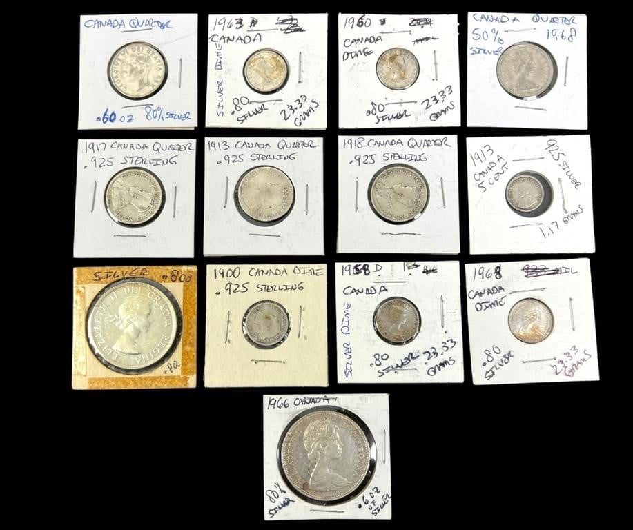 VARIOUS CANADIAN SILVER COINS