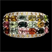 Natural Tourmaline Multi-Color Sapphire Ring
