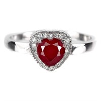 Natural Pigeon Blood Red Ruby Heart Ring