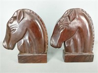 Carved Wood Horse Bookends Made In Haiti