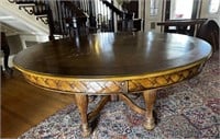 Round dining table w/ nice detail - some damage