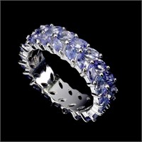 Natural Marquise Blue Tanzanite Eternity Ring