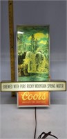 1970s COORS LIGHTED BAR SIGN-21X17X4 WORKING
