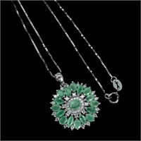 Natural Colombian  Green Emerald Necklace