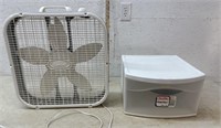 Lasso box fan and storage container