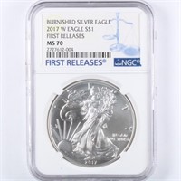 2017-W Burnished Silver Eagle NGC MS70