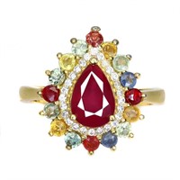 Natural Pigeon Blood Red Ruby & Sapphire Ring