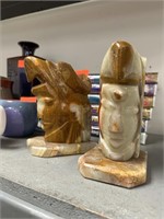 2PC LARGE CARVED ONYX BOOKENDS