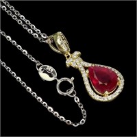 Natural Pigeon Blood Red Ruby 9x7 MM Necklace