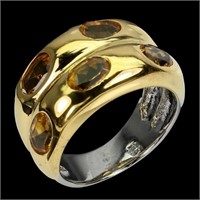 Natural Unheated Oval Yellow Citrine Ring