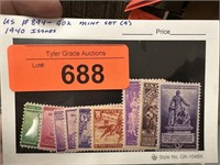 #894-902 MINT SET 9 1940 ISSUE STAMPS