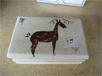 vintage Handpainted ceramic Cigarette/ stash Box