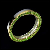Natural Chrome Diopside Eternity Ring