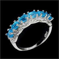 Natural Brazil Praiba  Blue Apatite Ring