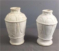 Pair Of White Pottery Vases