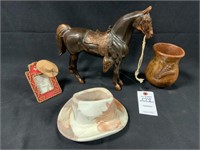 VTG Metal Coppertone Horse Figure & Western Decor