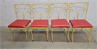 Mid century yellow and red iron chairs