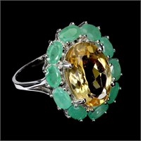 Natural Yellow Citrine & Colombian Emerald