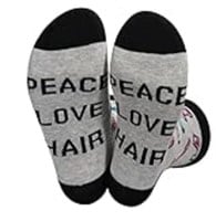 JXGZSO "Peace Love Hair" Novelty Socks