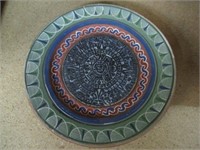 Vintage Mexican Hand Painted Clay Calender plate