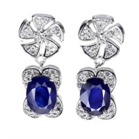 Natural Deep Blue Blue Sapphire  Earrings