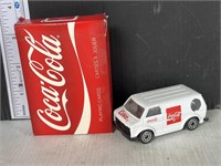 Coca Cola playing card deck & small van