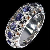 Natural Unheated Iolite Sapphire Eternity Ring