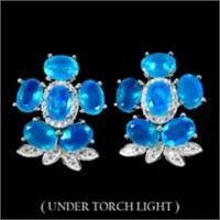 Natural Ethopian Blue Opal Earrings