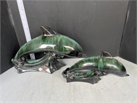 2 pottery dolphins