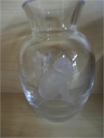 Vintage Etched Glass Vase