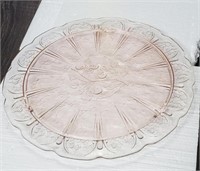 Vintage Pink Depression Cake Plate