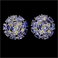 Natural Blue Tanzanite & Peridot Earrings