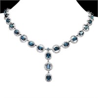 Natural Stunning London Blue Topaz Necklace
